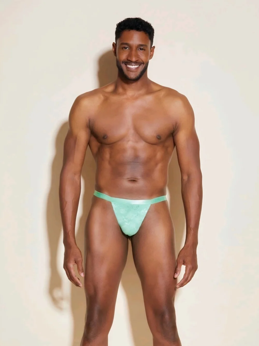 Cosabella Men's Low-Rise Lace Thong in Mint Green